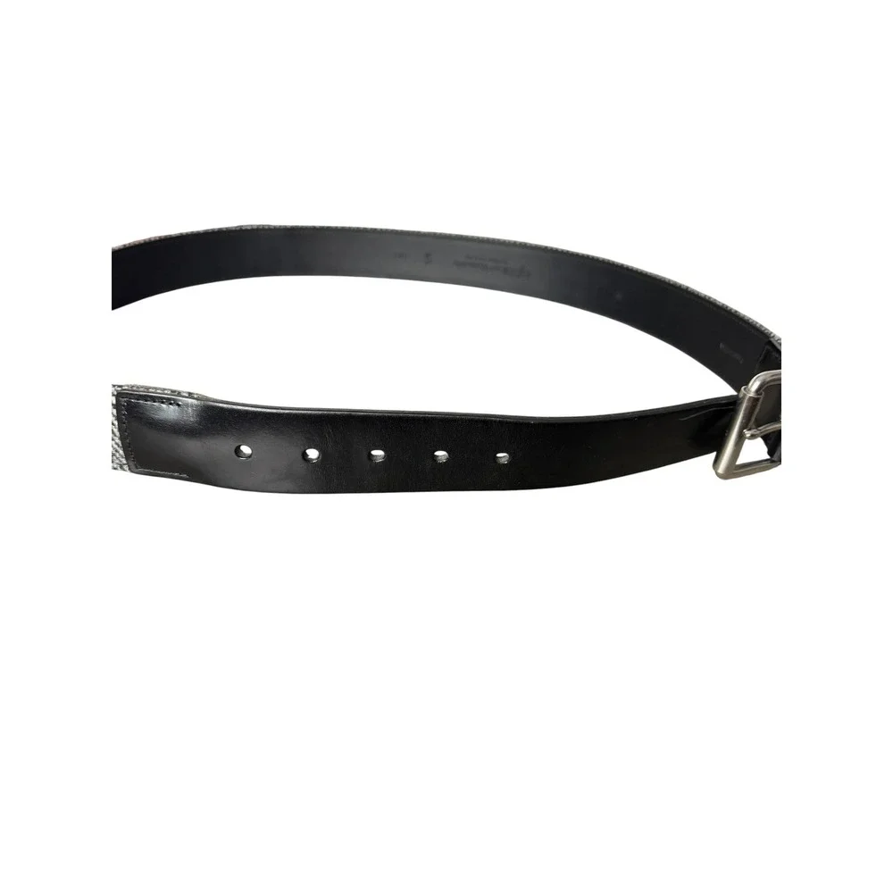 Allen Edmonds‎ Mens Grey Herringbone Wool Leather Belt Made in USA 36